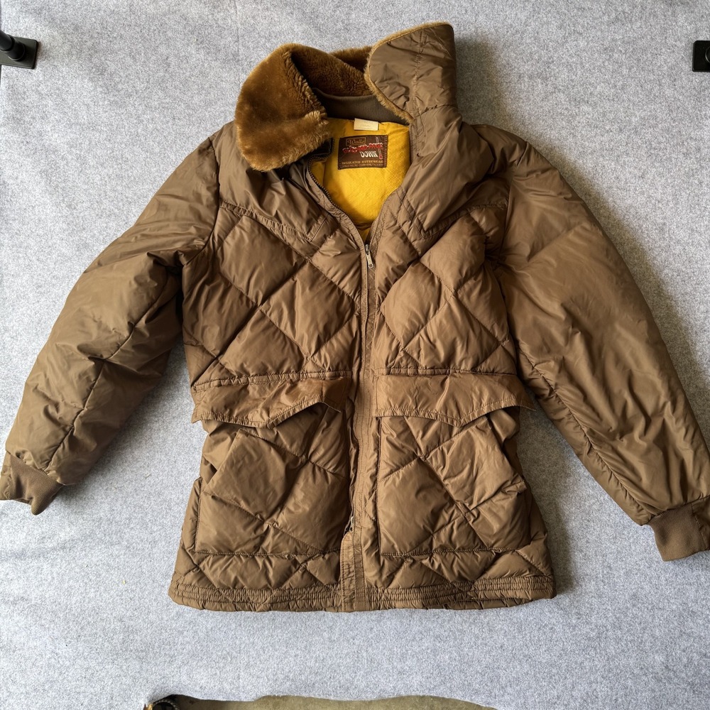 Walls Blizzard-Pruf‎ Down Parka L Womens  Brown Quilted Faux Fur Collar Jacket
